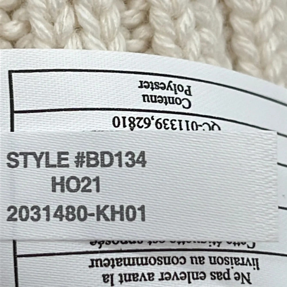 J. Crew Wool Blend Ribbed Pom Pom Beanie in Ivory - NEW - One Size - Picture 7 of 8